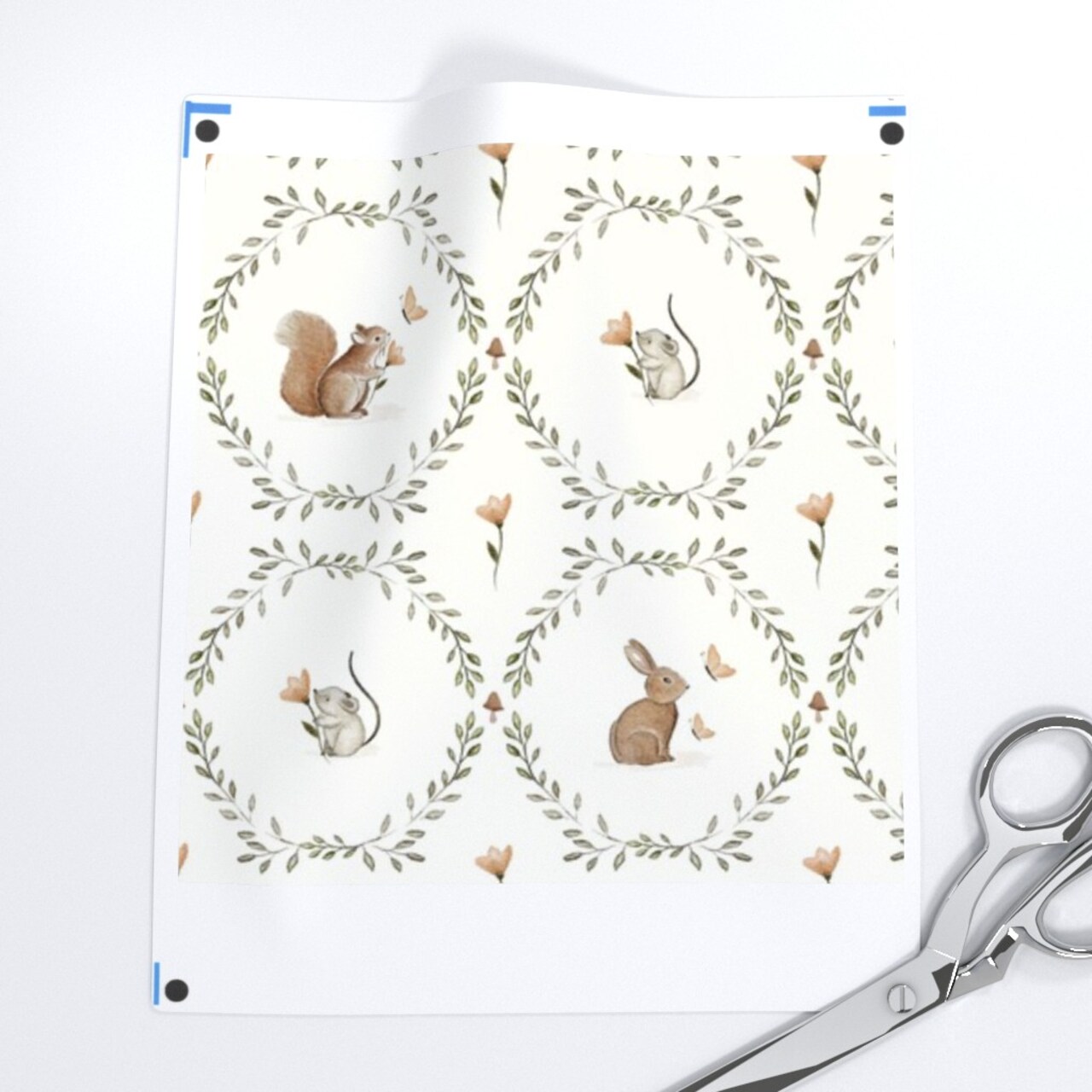 Neutral Woodland Deer Squirrel Baby Nursery Fox Rabbit Mouse Whimsical Fun Cute Happy Cheerful Soft Pastel Custom Printed Fabric by Spoonflower Various Fabrics by the Yard or Fat Quarter 18001017